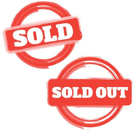 Sold rubber stamp. Sold out stamps grunge. Sold out badgeのイラスト素材