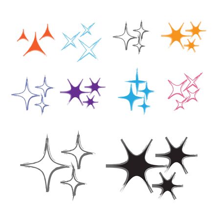 Icon sparkle line. Bright firework, decoration twinkle, shiny flashのイラスト素材