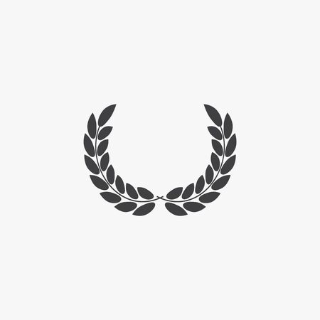 Set of laurel wreaths vectors. Laurel wreath with golden ribbon のイラスト素材