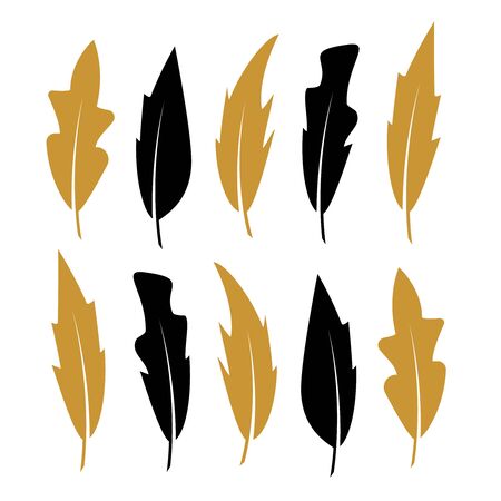 Feathers icons vector. Black vintage feather setのイラスト素材