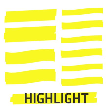 Highlight Yellow Marker vector set. Highlight Yellow Marker isolated background. Highlight Yellow Marker stroke brushのイラスト素材