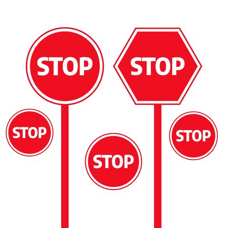 Traffic stop dangerous vector signs. Stop, warning and attention signのイラスト素材