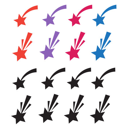 Shooting stars. Falling star silhouettes. Star with trailのイラスト素材