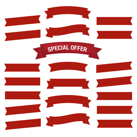 Flat vector ribbons banners isolated. Ribbons bannersのイラスト素材