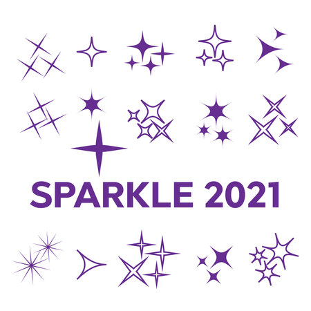 Sparkles, glowing light effect stars and bursts. Bright firework, decoration twinkle, shiny flashのイラスト素材