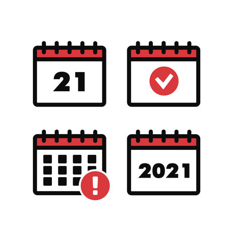 Vector time and Calendar icons isolated. Plan vector. Date iconsのイラスト素材
