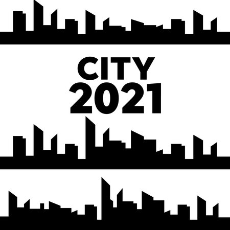 Outline urban vector cityscape. Skyline city silhouettes. City landscape template. Thin line City landscapeのイラスト素材