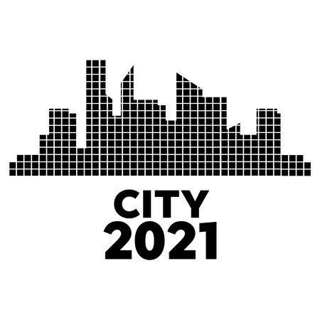 Vector isolated skylines silhouettes. City landscape template. Thin line City landscapeのイラスト素材