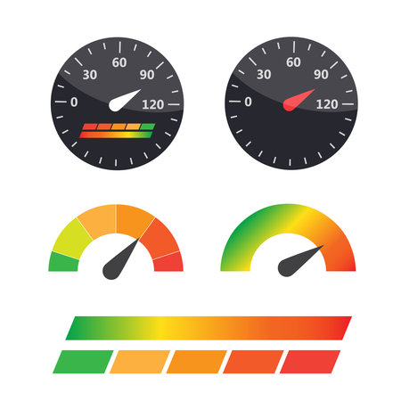 Car dashboard gauge. Speed meter vector. Arrow auto barometerのイラスト素材