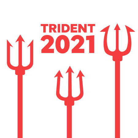 Pitchfork devil set. Trident devil 2021 icon.