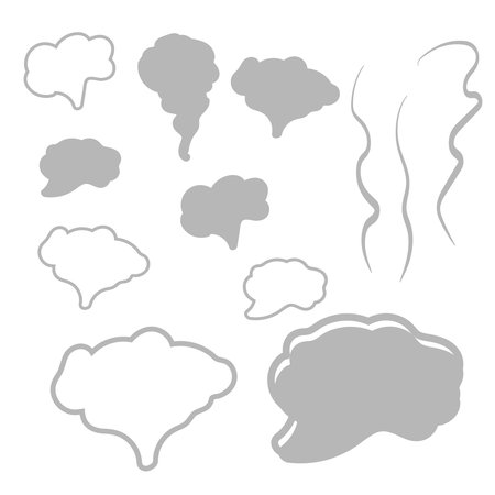 White cigarette smoke waves. Steam, cloud and smoke iconsのイラスト素材