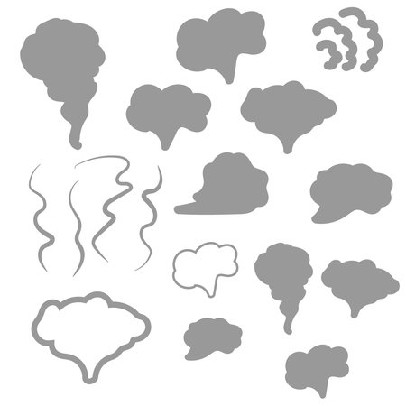 Steam, cloud and smoke icons. Hand drawn doodle smoke, clouds and fogのイラスト素材