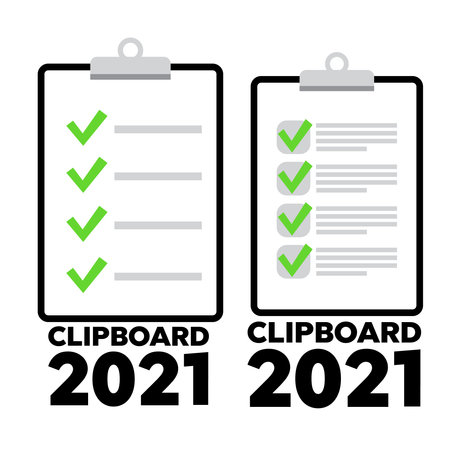 Clipboard 2021 line icon. Check list symbol right markのイラスト素材