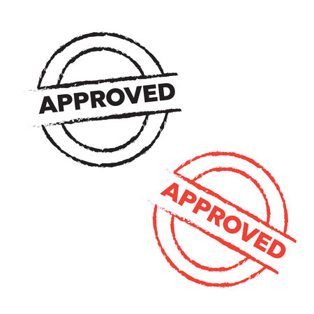 Set of Retro Stamps and Badges. Grunge Rubber Stamp. Circle Stamps APPROVEDのイラスト素材