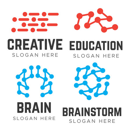 Brain idea design logos. Brainstorm logos vectorのイラスト素材