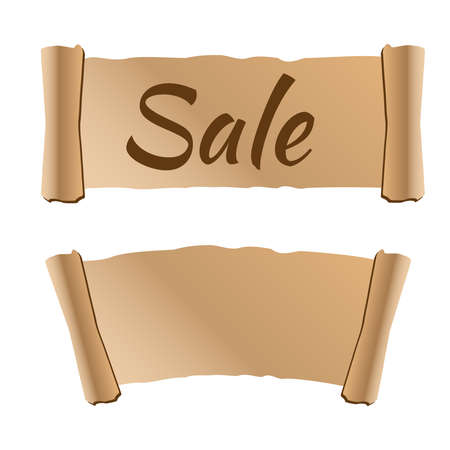 Cartoon old scrolls of papyrus paper. Papyrus sheet vector illustrationのイラスト素材