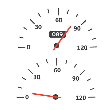 Car speedometer with speed level scale. Dashboard element panel speedのイラスト素材