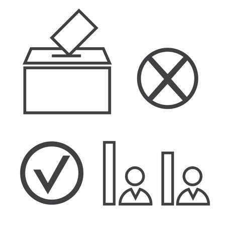 Voting and elections linear icons. Government politicalのイラスト素材