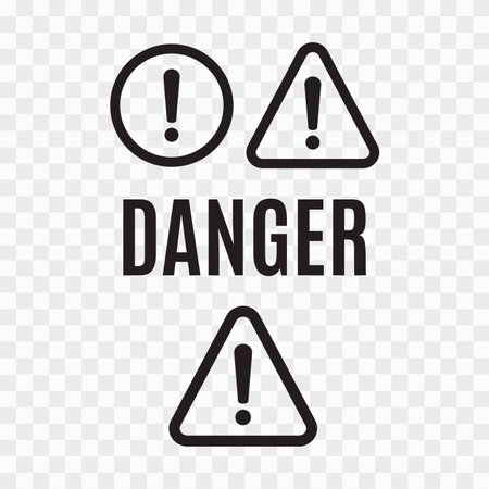 Exclamation danger sign. The attention icon. Danger symbol. Alert iconのイラスト素材