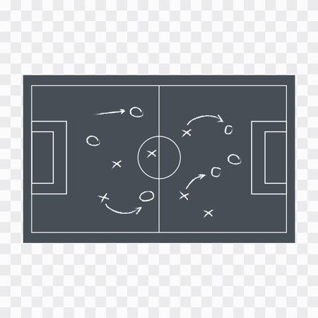 Realistic blackboard drawing a soccer or football game strategyのイラスト素材