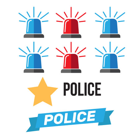 Siren set. Police flasher or ambulance flasher iconsのイラスト素材