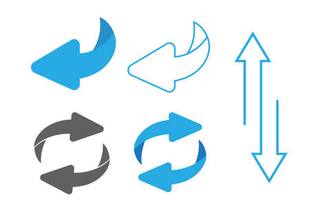 Page turn or back arrow flat vector setのイラスト素材