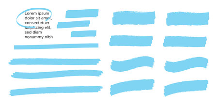 Yellow highlight marker lines. Highlighter strokes and drawing design.のイラスト素材