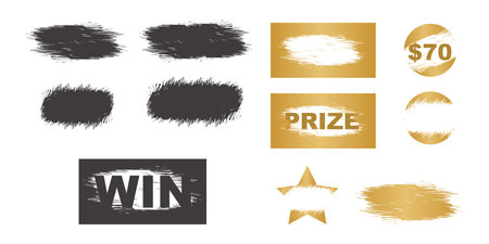scratch card win. Scratch card elements. Win game lottery prizeのイラスト素材