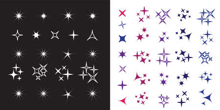 Sparkles line icons. Black sparkles symbols. Sparkles vectorのイラスト素材