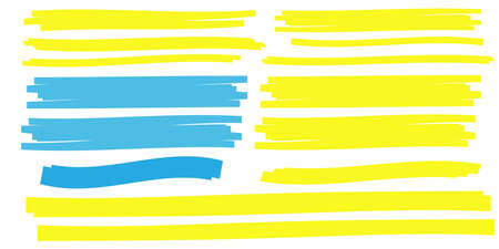 Yellow highlight marker lines. Highlighter strokes and drawing design.のイラスト素材