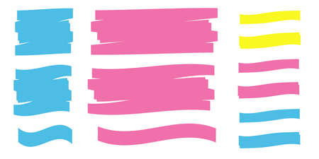 Yellow highlight marker lines. Highlighter strokes and drawing design.のイラスト素材