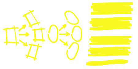 yellow colored highlighter. Brush pen underline. Yellow watercolor hand drawn highlight