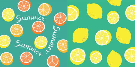Lemon pattern print. Vector yellow lemon pattern