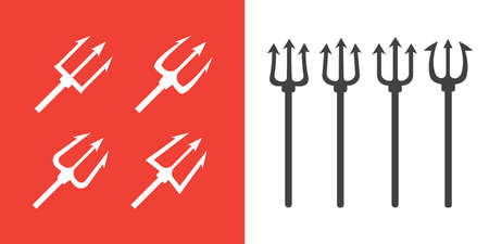 trident devil flat. Neptune red vector tridentのイラスト素材