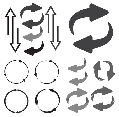 Rotating, circular, cyclic arrows. Recurrence sign. Flip over or turn arrow. Reverse signのイラスト素材
