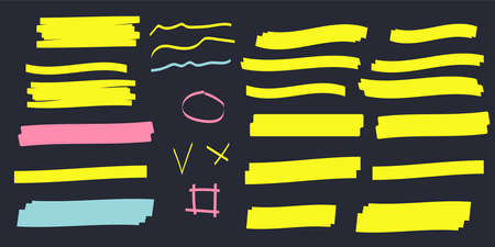Marker marks. Yellow marker text selection vectorのイラスト素材