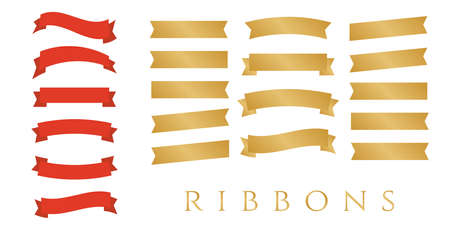 Red glossy ribbon vector banners.Flat vector ribbonsのイラスト素材