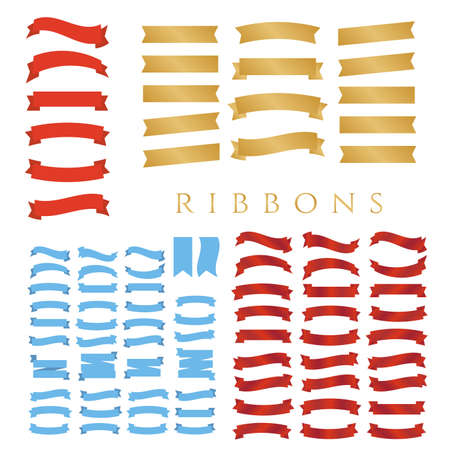 Red glossy ribbon vector banners.Flat vector ribbonsのイラスト素材