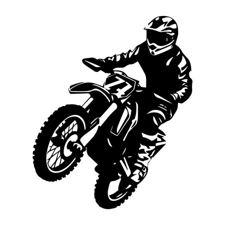 Vector Illustration of a motorcyclist riding at high speedのイラスト素材