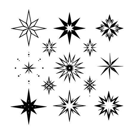 Vector Illustration of an assortment of stars and sparklesのイラスト素材