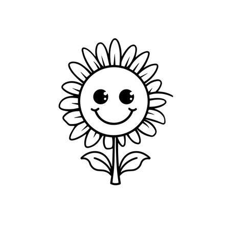 Cheerful Sunflower logo vector illustration. Cheerful Sunflower vector Icon and Sign.のイラスト素材