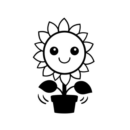Cheerful Sunflower logo vector illustration. Cheerful Sunflower vector Icon and Sign.のイラスト素材