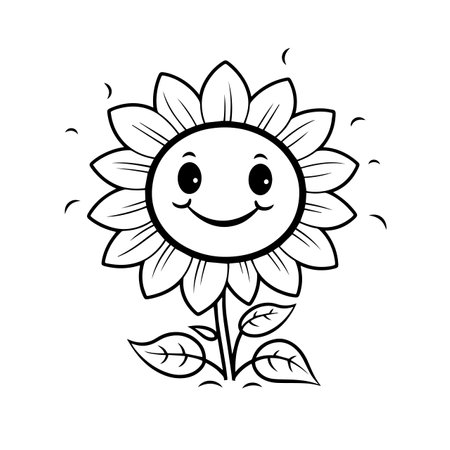 Cheerful Sunflower logo vector illustration. Cheerful Sunflower vector Icon and Sign.のイラスト素材