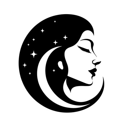 Silent Moon logo vector illustration. Silent Moon vector Icon and Sign.のイラスト素材