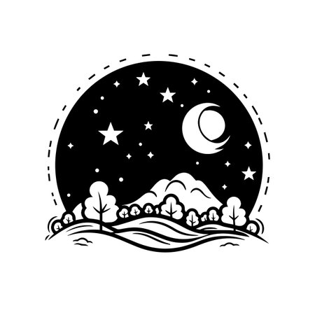 Starry Night logo vector illustration. Starry Night vector Icon and Sign.のイラスト素材