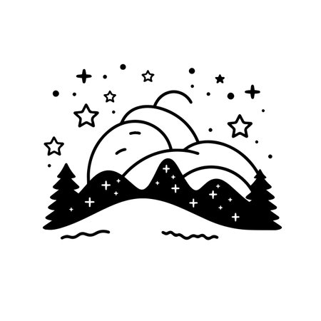 Starry Night logo vector illustration. Starry Night vector Icon and Sign.のイラスト素材