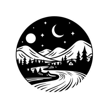Starry Night logo vector illustration. Starry Night vector Icon and Sign.のイラスト素材