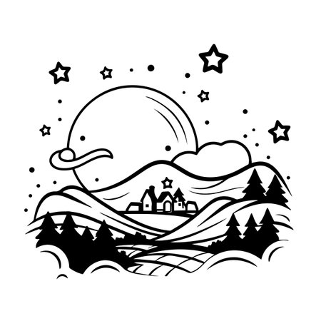 Starry Night logo vector illustration. Starry Night vector Icon and Sign.のイラスト素材