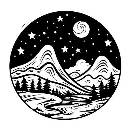 Starry Night logo vector illustration. Starry Night vector Icon and Sign.のイラスト素材