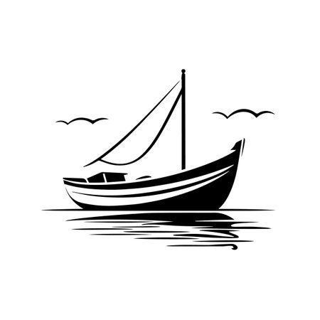 Tranquil Boat logo vector illustration. Tranquil Boat vector Icon and Sign.のイラスト素材